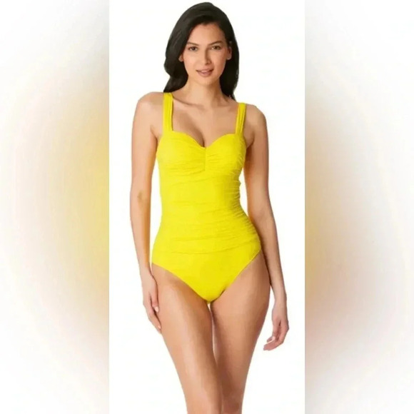 Bleu Rod Beattie Shirred One Piece Swimsuit Size 12 - Picture 3 of 9